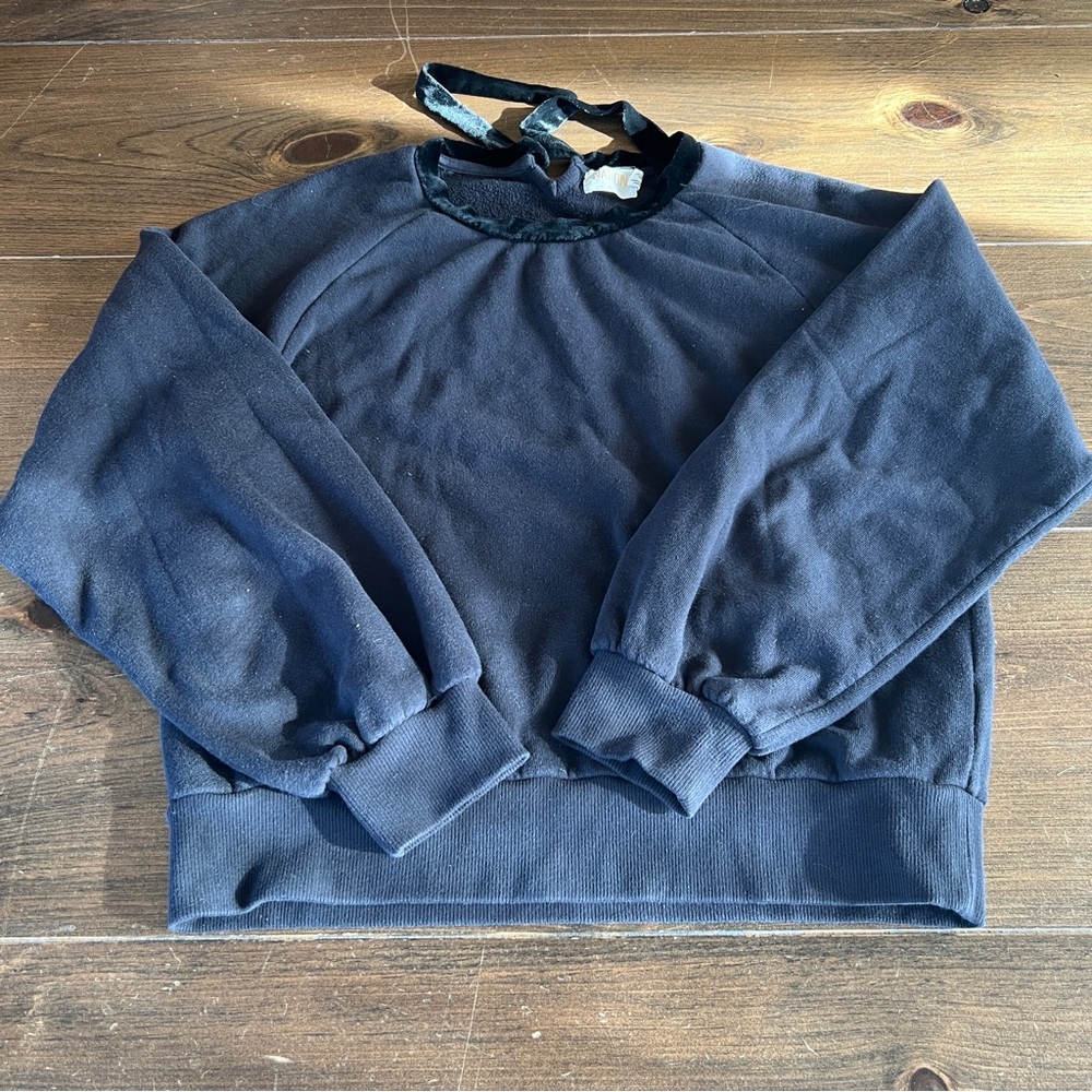 Nation LTD Women’s Black Balloon Sleeve Sweatshirt-medium